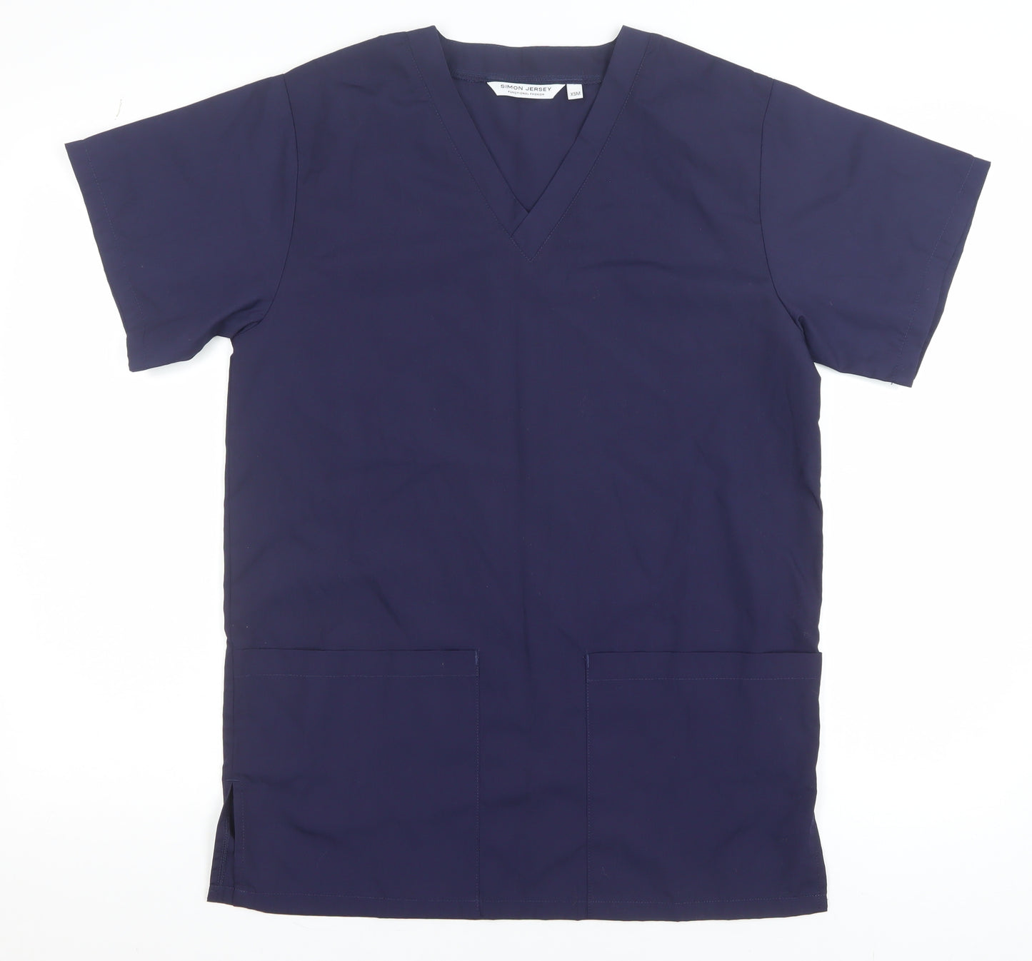 Simon Jersey Women's Blue V-Neck Basic Workwear Top XS