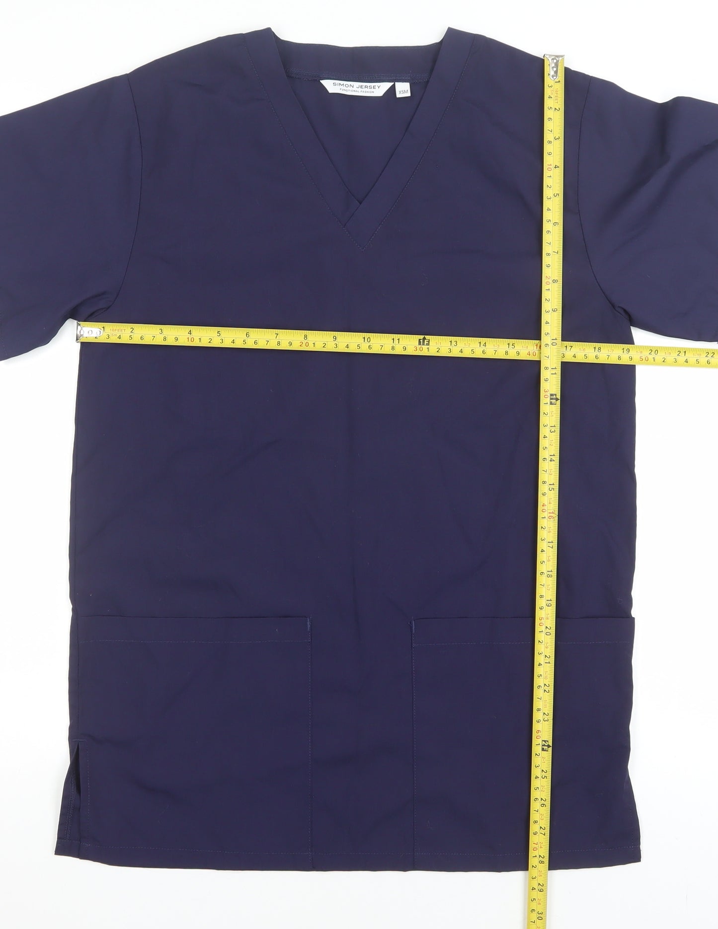 Simon Jersey Women's Blue V-Neck Basic Workwear Top XS