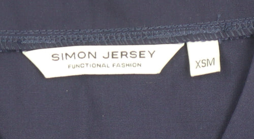 Simon Jersey Women's Blue V-Neck Basic Workwear Top XS