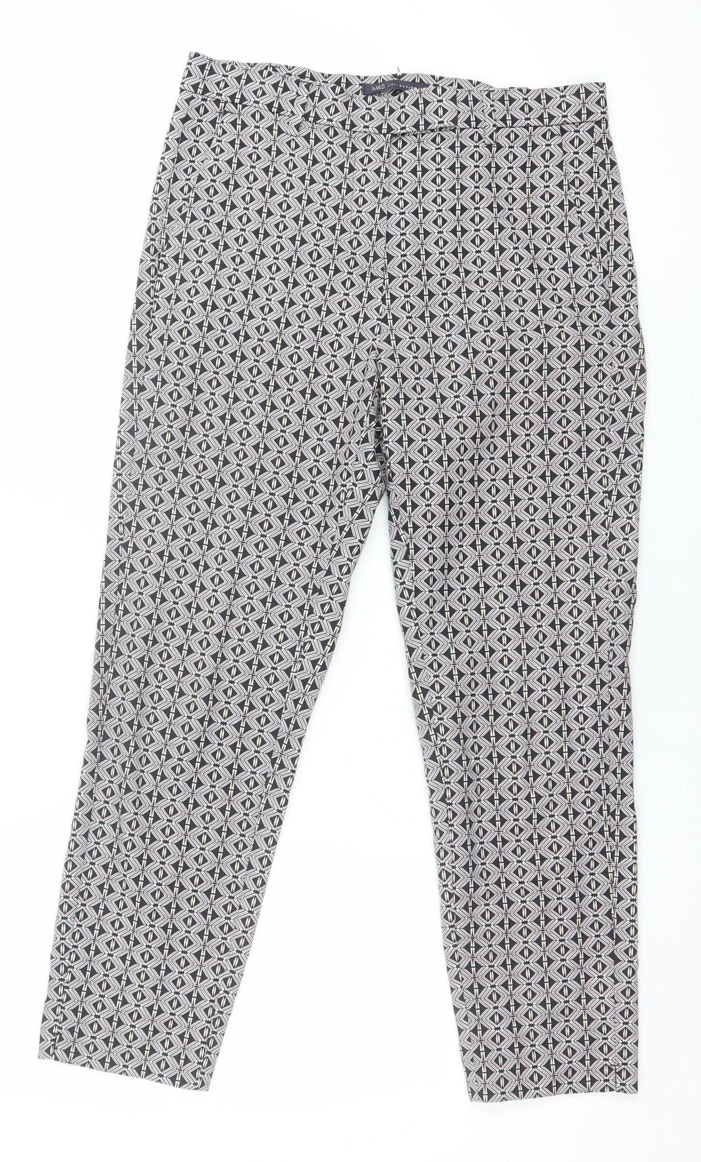 Marks and Spencer Women’s Black Geometric Stretch Trousers Size 10