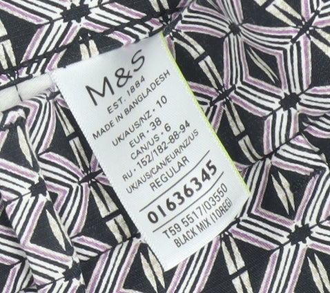 Marks and Spencer Women’s Black Geometric Stretch Trousers Size 10