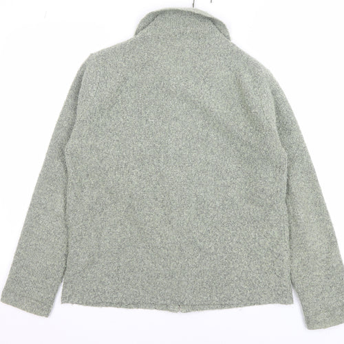 TIGI Wear Women's Grey Full Zip Knit Jumper Size 14 Collared Long Sleeve