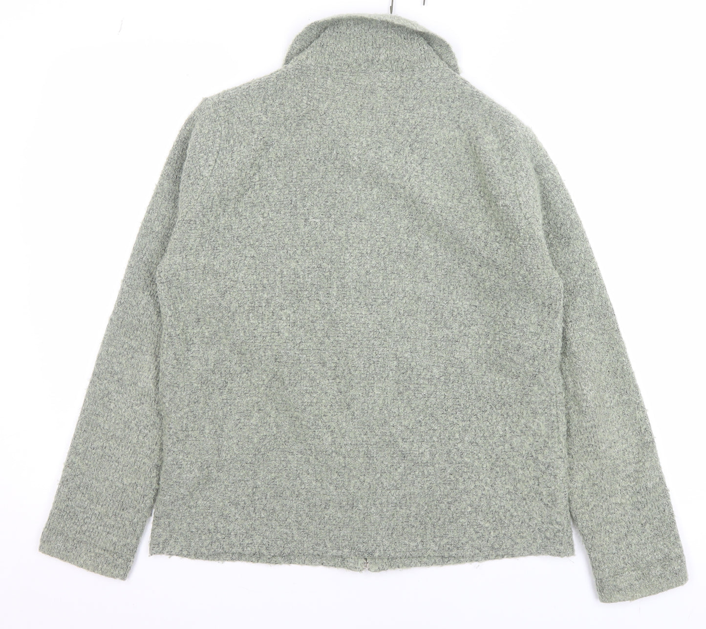 TIGI Wear Women's Grey Full Zip Knit Jumper Size 14 Collared Long Sleeve