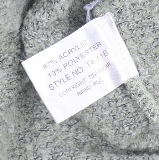 TIGI Wear Women's Grey Full Zip Knit Jumper Size 14 Collared Long Sleeve