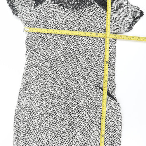 Miss Selfridge Women's Black Herringbone Shift Dress Size 8