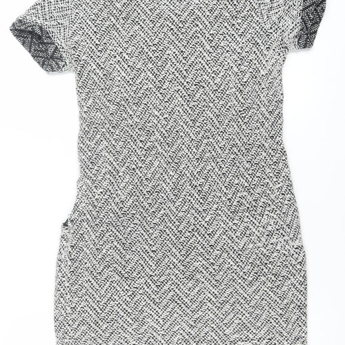 Miss Selfridge Women's Black Herringbone Shift Dress Size 8
