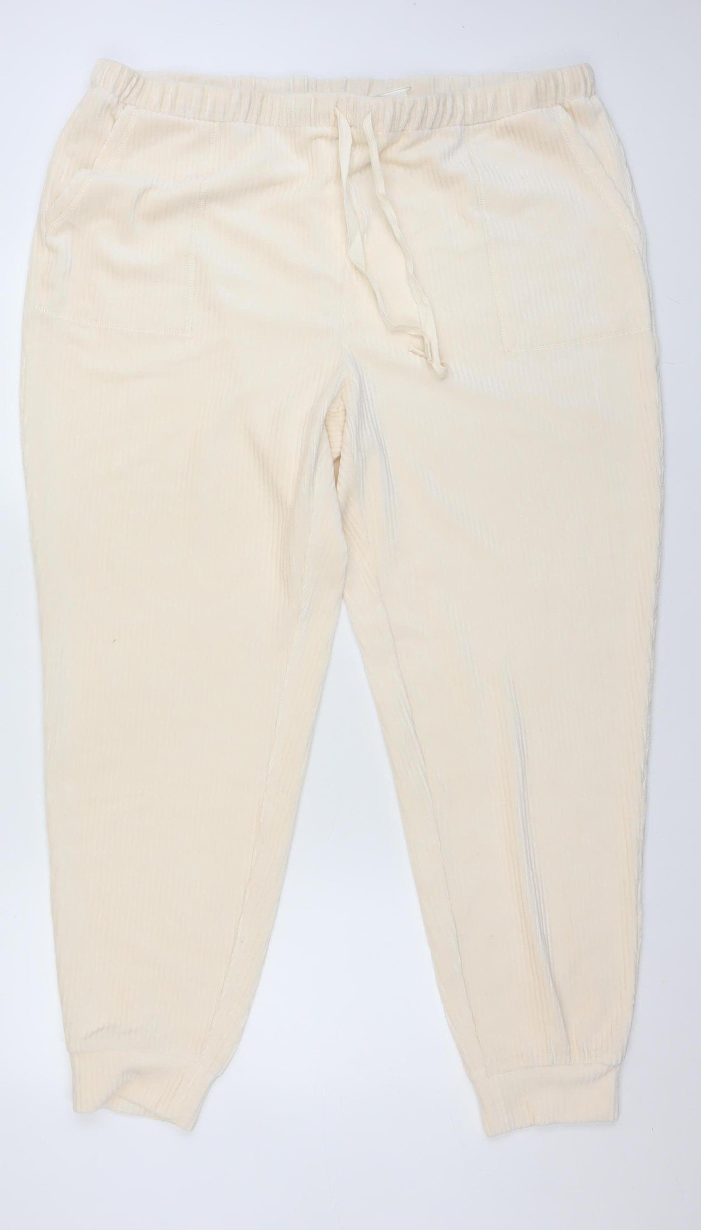 C&A Womens Beige Velour Lounge Pants XL Comfortable Trousers