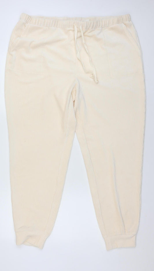 C&A Womens Beige Velour Lounge Pants XL Comfortable Trousers