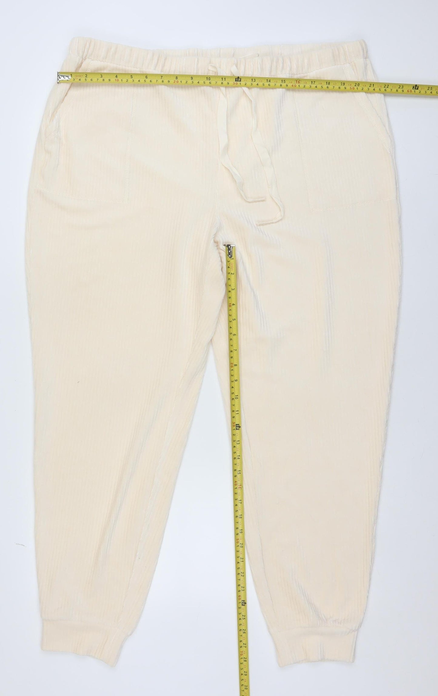 C&A Womens Beige Velour Lounge Pants XL Comfortable Trousers