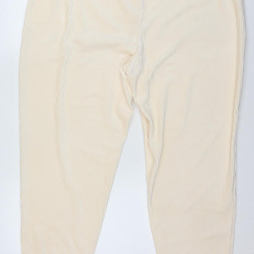 C&A Womens Beige Velour Lounge Pants XL Comfortable Trousers