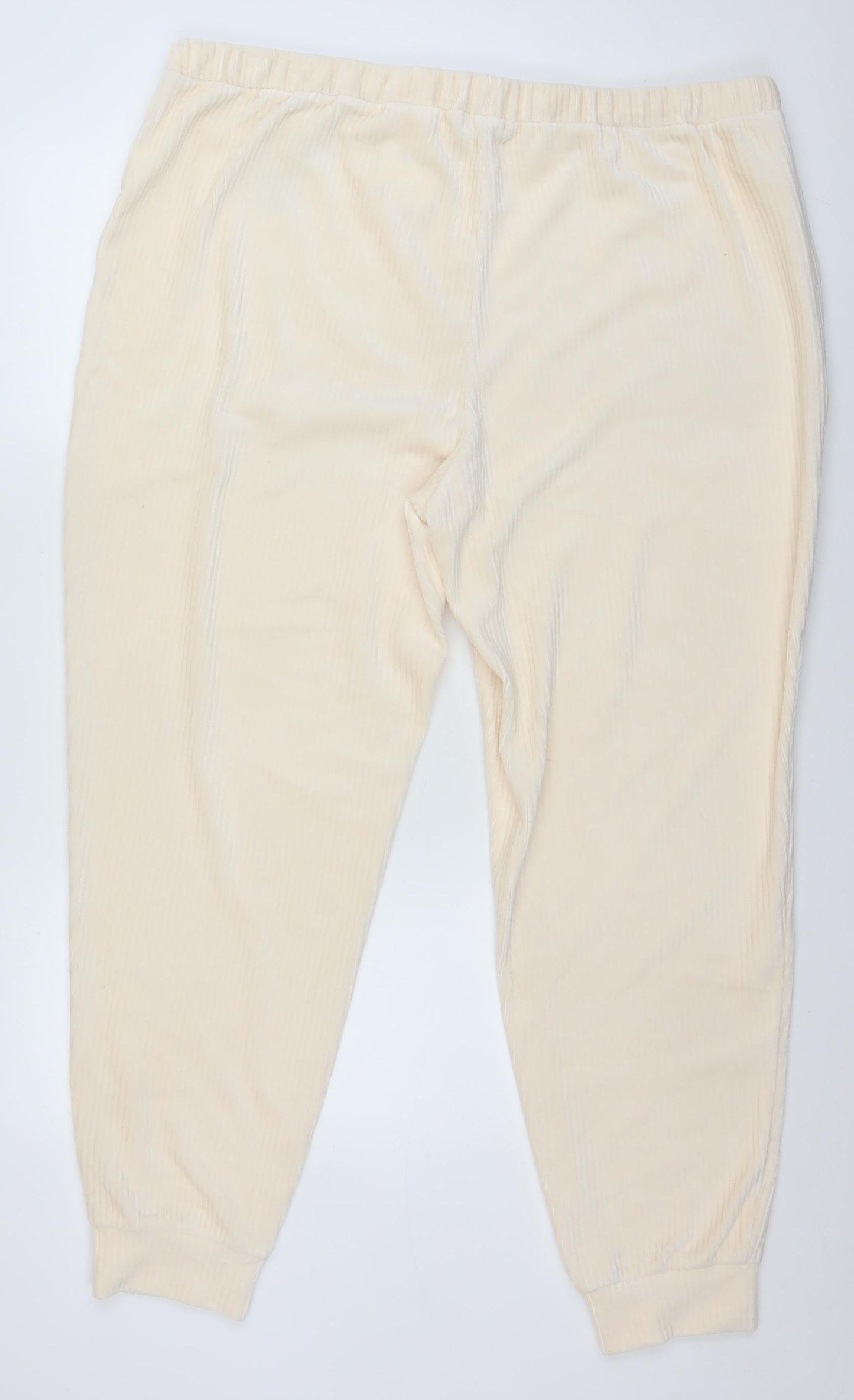 C&A Womens Beige Velour Lounge Pants XL Comfortable Trousers