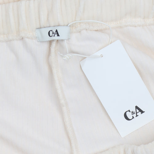 C&A Womens Beige Velour Lounge Pants XL Comfortable Trousers
