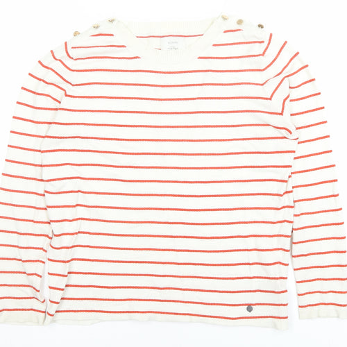 Nümph Women Ivory Red Striped Crew Neck Pullover Jumper M