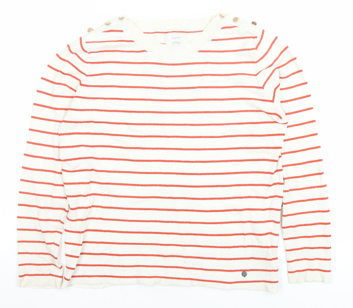 Nümph Women Ivory Red Striped Crew Neck Pullover Jumper M