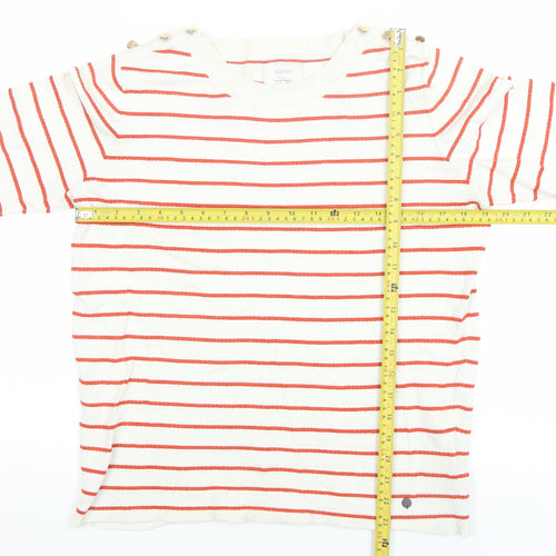 Nümph Women Ivory Red Striped Crew Neck Pullover Jumper M