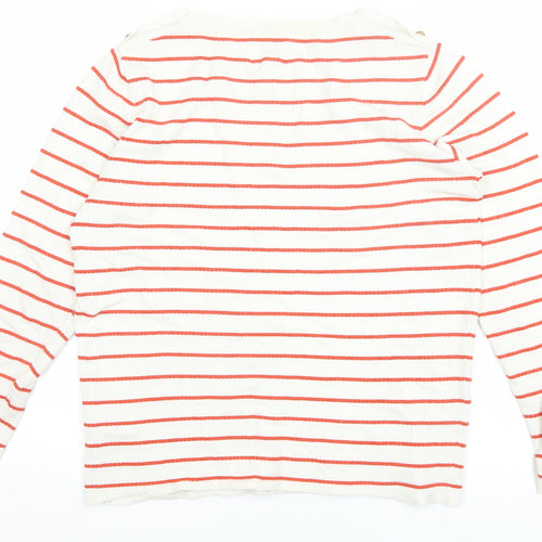 Nümph Women Ivory Red Striped Crew Neck Pullover Jumper M