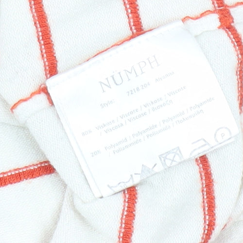 Nümph Women Ivory Red Striped Crew Neck Pullover Jumper M