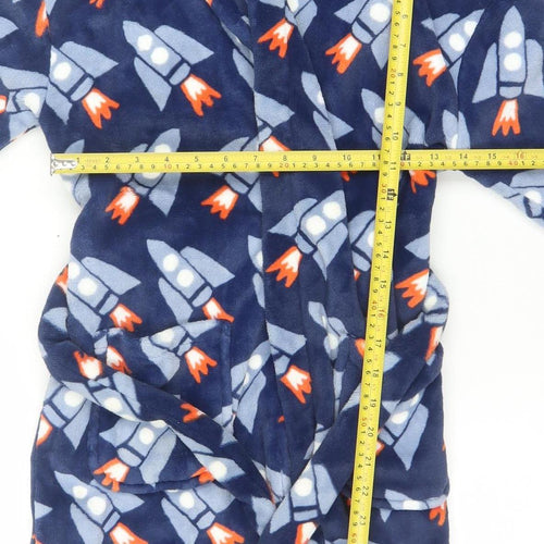 Marks and Spencer Boys Blue Fleece Space Rocket Hooded Robe 6-7 Years