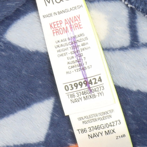 Marks and Spencer Boys Blue Fleece Space Rocket Hooded Robe 6-7 Years