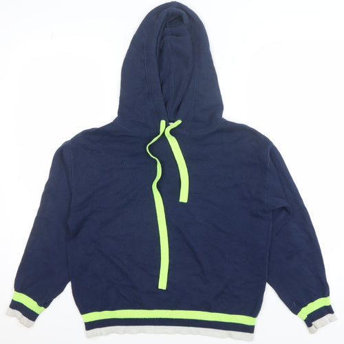Whisper by Brodie Women's Blue Hooded Pullover Jumper Size S Cotton Blend