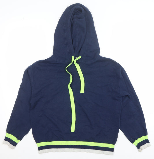 Whisper by Brodie Women's Blue Hooded Pullover Jumper Size S Cotton Blend