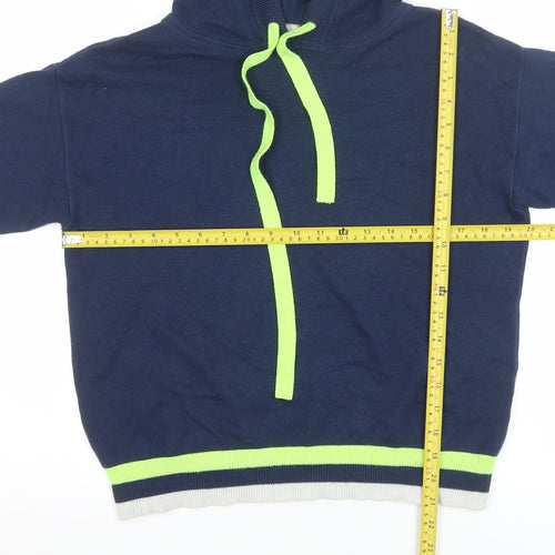 Whisper by Brodie Women's Blue Hooded Pullover Jumper Size S Cotton Blend