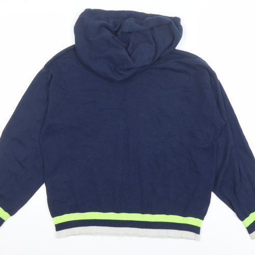 Whisper by Brodie Women's Blue Hooded Pullover Jumper Size S Cotton Blend