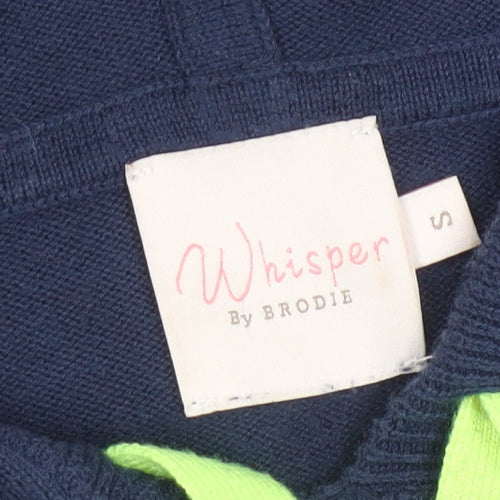 Whisper by Brodie Women's Blue Hooded Pullover Jumper Size S Cotton Blend