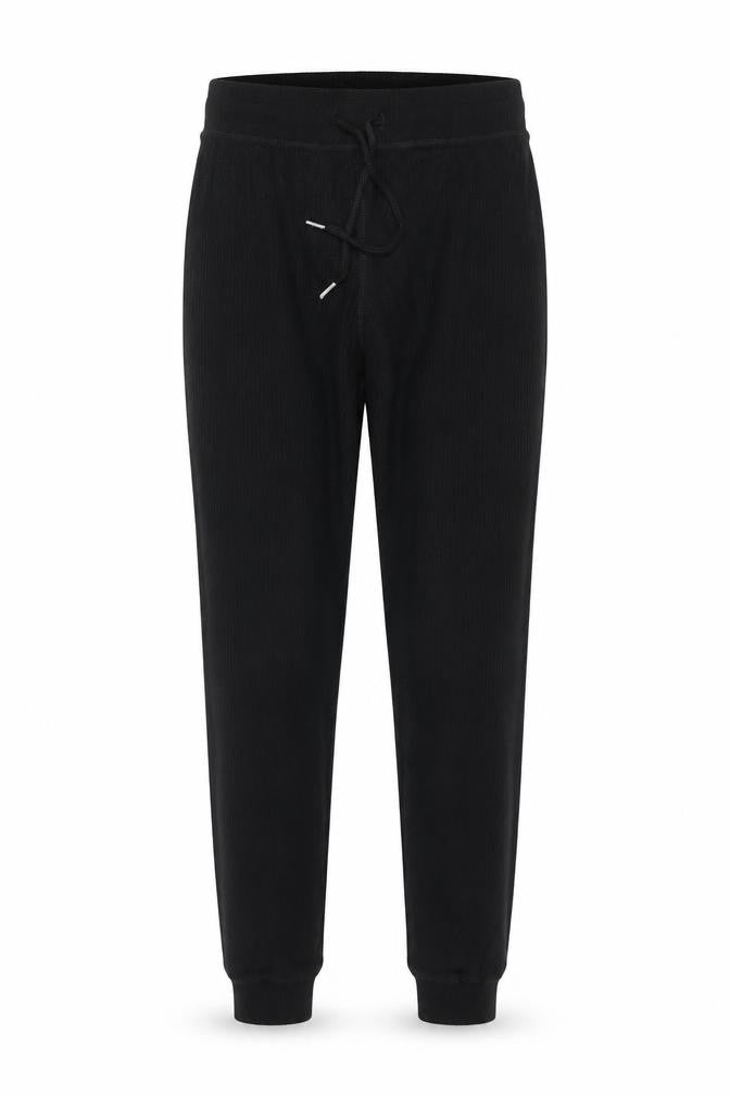 Front view of Topshop Women's Black Ribbed Stretch Jogger, size 12