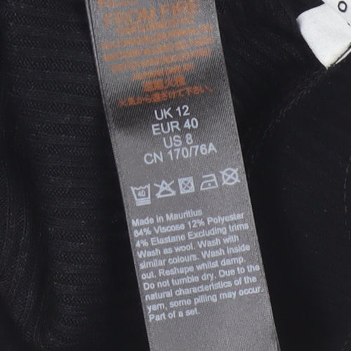 Topshop Women's Black Ribbed Stretch Jogger Size 12