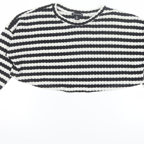PrettyLittleThing Women’s Black White Striped Knit Jumper Size 8