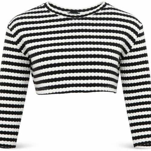 PrettyLittleThing Women’s Black White Striped Knit Jumper Size 8