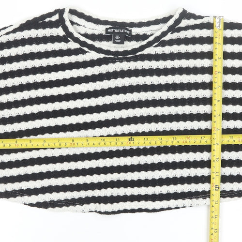 PrettyLittleThing Women’s Black White Striped Knit Jumper Size 8