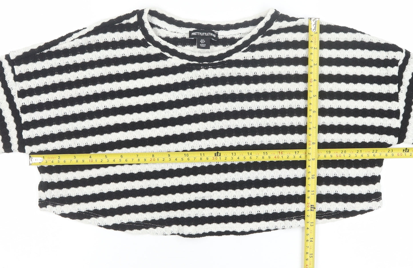 PrettyLittleThing Women’s Black White Striped Knit Jumper Size 8