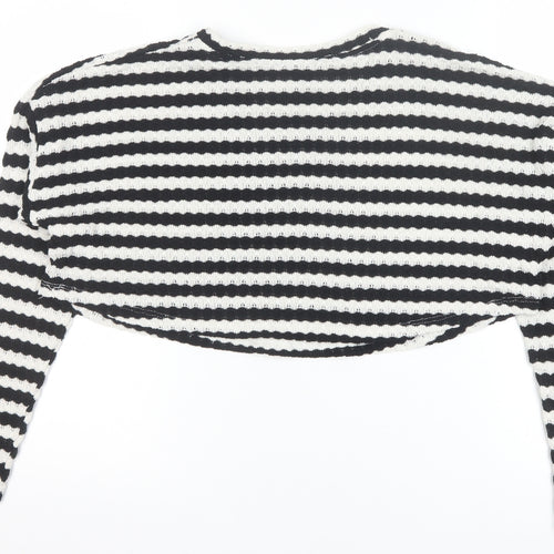PrettyLittleThing Women’s Black White Striped Knit Jumper Size 8