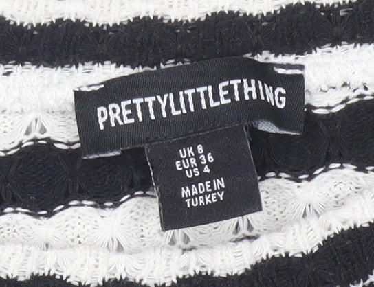 PrettyLittleThing Women’s Black White Striped Knit Jumper Size 8