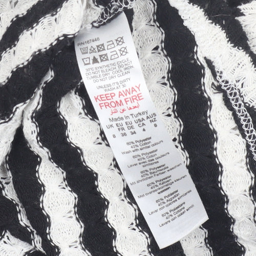 PrettyLittleThing Women’s Black White Striped Knit Jumper Size 8