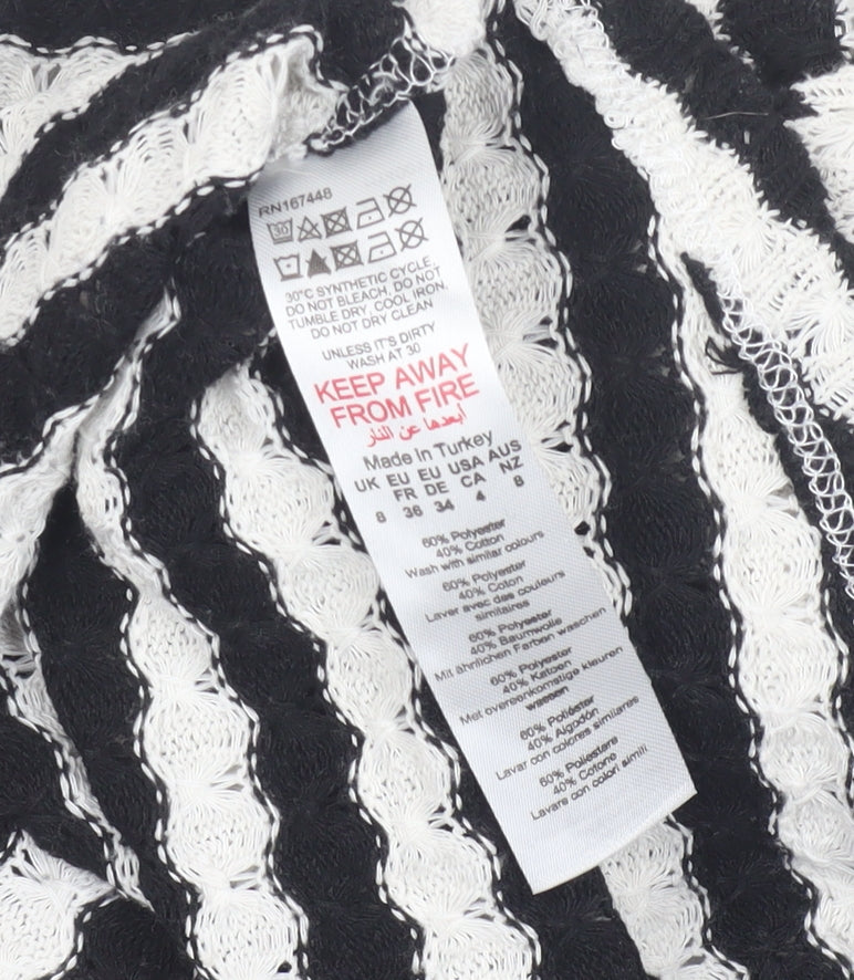 PrettyLittleThing Women’s Black White Striped Knit Jumper Size 8