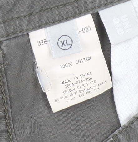 Uniqlo Men's Grey Cotton Cargo Shorts XL Casual Lightweight