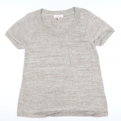 Butterfly by Matthew Williamson Women’s Beige Knit Short Sleeve Pullover Size 10