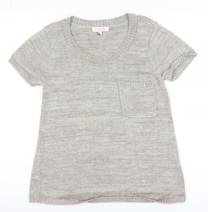 Butterfly by Matthew Williamson Women’s Beige Knit Short Sleeve Pullover Size 10
