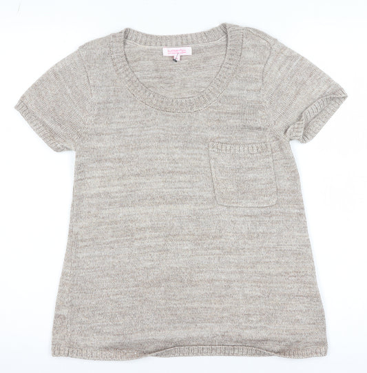 Butterfly by Matthew Williamson Women’s Beige Knit Short Sleeve Pullover Size 10