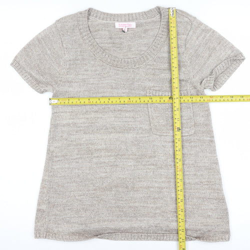 Butterfly by Matthew Williamson Women’s Beige Knit Short Sleeve Pullover Size 10