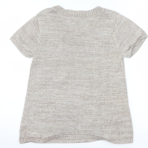 Butterfly by Matthew Williamson Women’s Beige Knit Short Sleeve Pullover Size 10