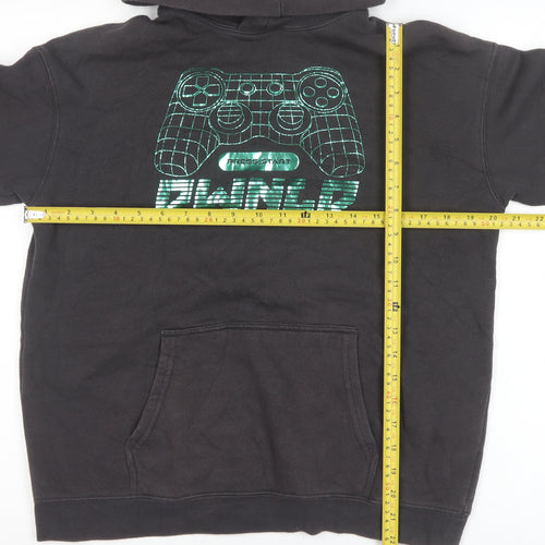 H&M Boys Black Pullover Hoodie 11-12 Years Cotton Blend Gamer Print