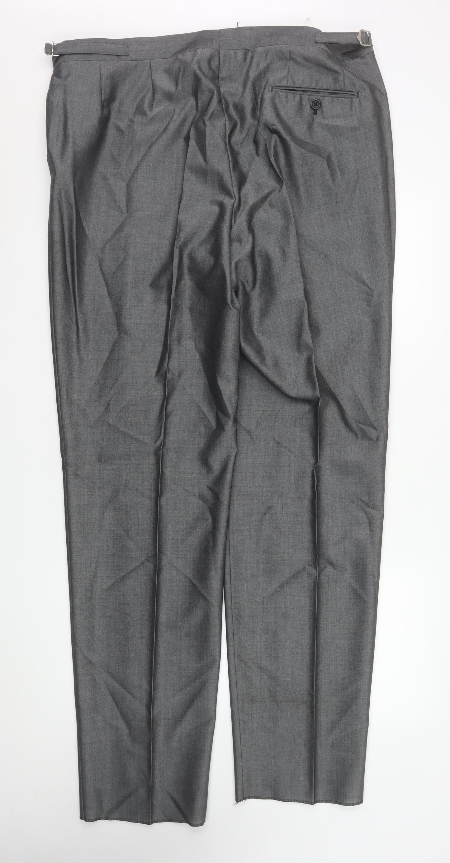 Torre Cerimonia Men's Grey XL Wool Blend Formal Dress Trousers