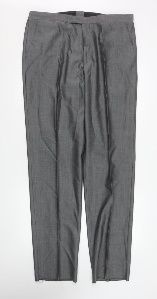 Torre Men’s Grey Wool Blend Pleated Formal Dress Pants Size XL 38in