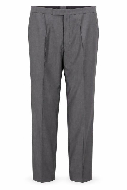 Front view of Torre Men’s Grey Wool Blend Pleated Formal Dress Pants, size XL, 38in