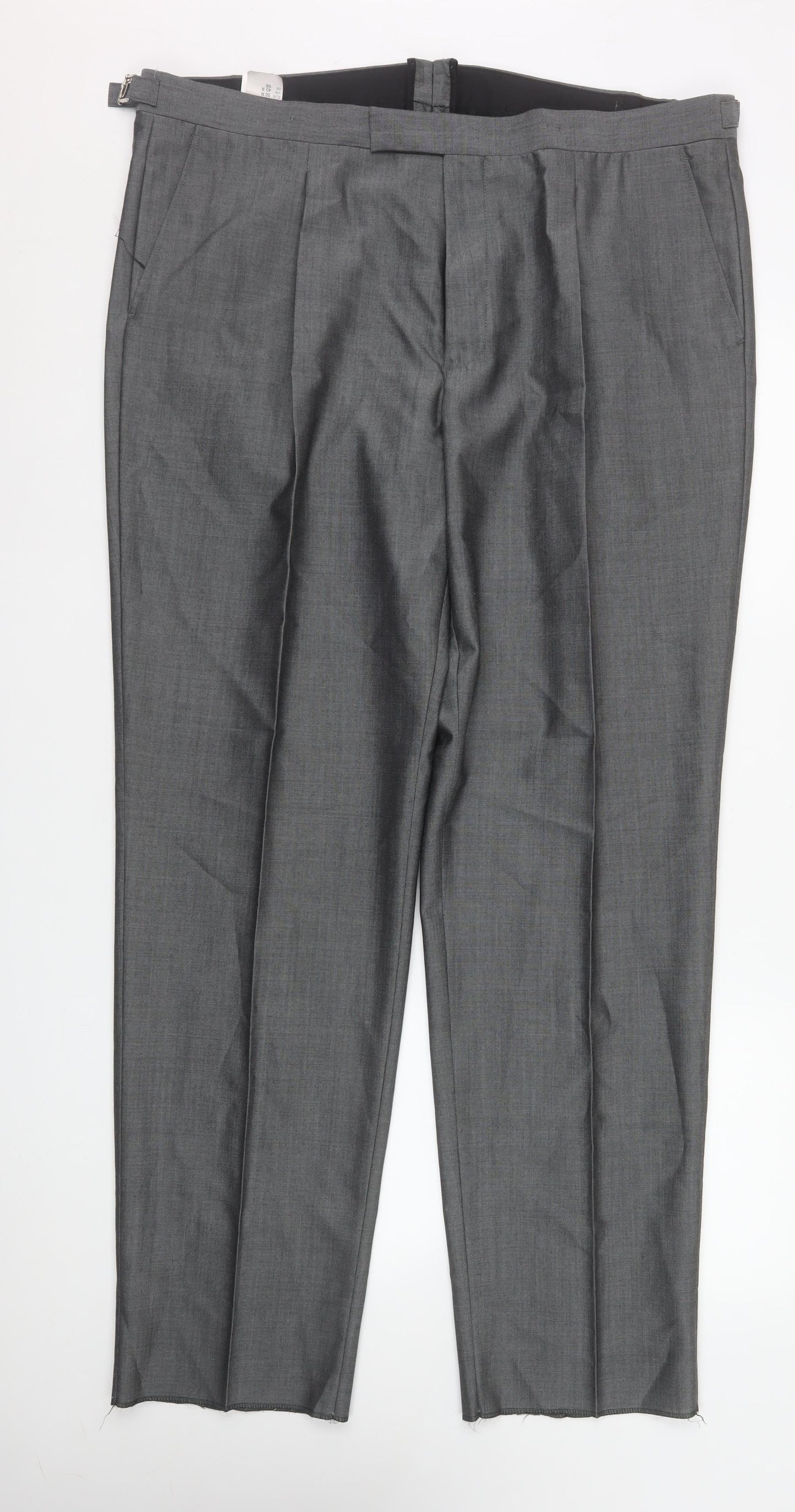 Torre Men's Grey Wool Blend Dress Pants 40R Classic Fit Pleated Trousers