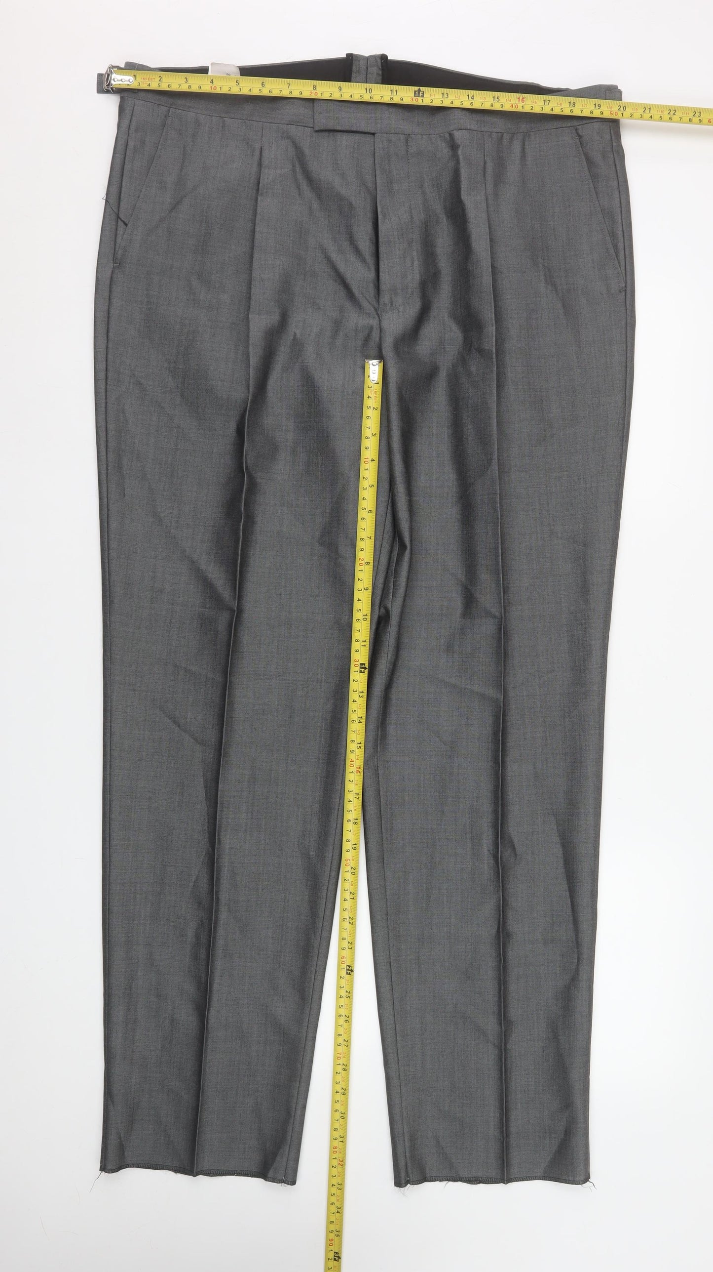 Torre Men's Grey Wool Blend Dress Pants 40R Classic Fit Pleated Trousers